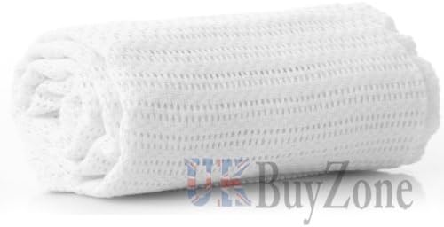 Large Baby 100% Pure Cotton Cellular Blanket Pram Cot Bed Mosses Basket Crib (White)