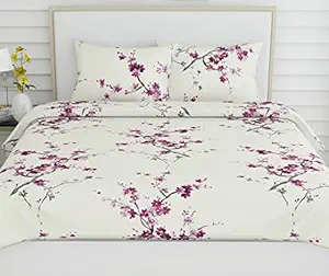 haus & kinder Floral Grace Bedsheet, 100% Cotton Bedsheet King Size with 2 Pillow Covers, 186 TC (Eleganza Pink)