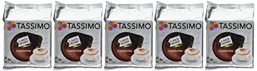 TASSIMO Carte Noire Cappuccino coffee 16 discs, 8 servings (Pack of 5, Total 80 discs/pods, 40 servings)