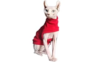 PAVEL KORCHAGIN Felpa invernale con gatti senza pelo, in pile dralon elasticizzato, traspirante, calda, per gatti Sphynx, Devin, Konnis, Peterbald, rosso M