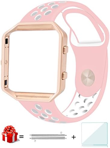 Fitbit Blaze band with Frame, WEIO Sport Silicone Soft Band with Metal Frame and Screen Protector for Fitbit Blaze Smart Fitness Watch