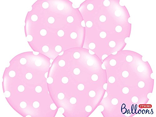 SiDeSo® 10 Luftballons mit Punkten Party Geburtstag Jahrestag (rosa mit weißen Punkten)