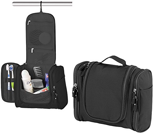 Preisvergleich Produktbild PEARL Kulturbeutel: Geräumige Kulturtasche zum Aufhängen, 18 Fächer, Unisex, schwarz (Necessaire)