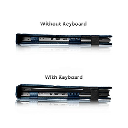 Lenovo Miix 310 Hülle Case, Infiland Slim Fit Folio PU-lederne dünne Kunstleder Schutzhülle Cover Tasche für Lenovo Miix 310 25,65 cm (10,1 Zoll HD) x5-Z8350 Tablet PC(mit Auto Schlaf / Wach Funktion, Tablet und Tastatur sind nicht entgehaltet)(Dunkleblau) - 5