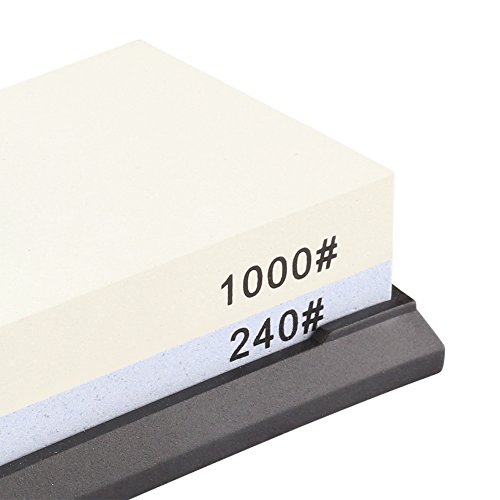 E-PRANCE M3 Schleifstein Abziehstein Wetzstein Körnung 240/1000 mit Rutschfest Halter, manuell, 180 x 60 x 27 mm - 2