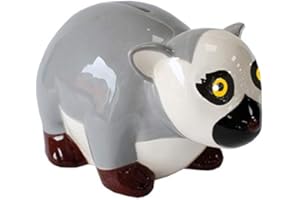 Crockery Critters Skarbonka - Lemur z pierścieniem ogonowym Deluxebase. Śliczne oryginalne zwierzęta w kształcie skarbonki dla dzieci i dorosłych