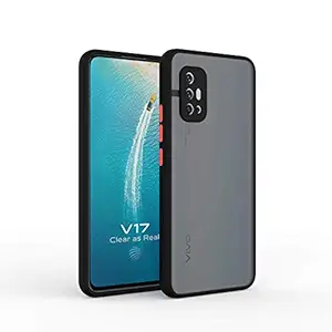 Indiacase Smoke for Vivo V17 Case, Poly-Chromatic Independent Button Matte Finish Back Shockproof Protective Anti Scratch Cover Case Designed for Vivo V17 (Black)