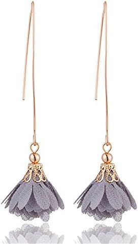 Dana Carrie Wild Flowers ear fabrics fall into the long stream of long earrings, a simple flower petals streaming su ear screws Gray