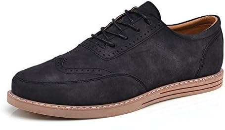 FOBEY Men's Fashion Leisure Lace-up Unique Handmade Leather Shoes Comfortable Formal Shoes In Black Khaki and Brown (UK10.5, Black)