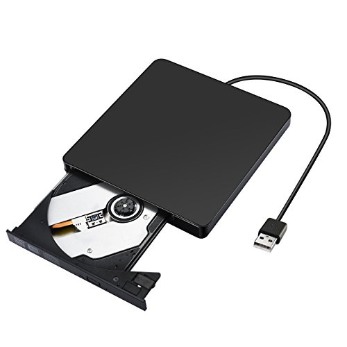 TOPELEK Unidad Externa de CD DVD  Port  til Grabadora y Lector de CD DVD y Reproductor Ultra Slim  Bajo Consumo de Energ  a  Transferencia R  pida de Datos  para Win7   WIN8   XP Vista   Linux Mac OS