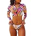 Produktbild Cooljun 3pcs Womens Zip Front Printed Sexy Langarm Bikini Set Sommer Bademode Beachwear
