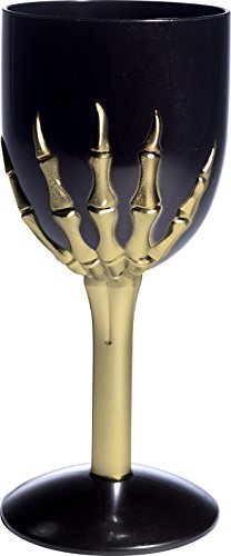 Smiffys Déguisement Adulte, Verre de vin gothique, Noir, avec pied en main de squelette, 35642