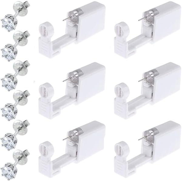 Kit Piercing Per Orecchio Fai-Da-Te - 4 Pistole Monouso Con Orecchini In Acciaio Chirurgico 316L - Foto 3