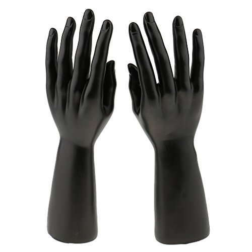 Preisvergleich Produktbild perfk 1 Paar-Set Männlich Dekohand Schmuckhand Schmuckhalter Ringhalter Schaufensterpuppe Hand Modell Hand - Schwarz