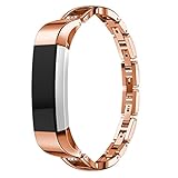 IGEMY Exquisite neue Design Ersatz kleine Metall Crystal Watch Band Handschlaufe für Fitbit Alta HR / Alta (Roségold)