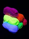 UV Light Black-Wool Set of 6 Assorted Colours Fluorescent Black Light Stringart Goa