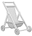 Produktbild Kids Concept- Holzspielzeug Puppenwagen Sulky Holz + Stoff, 44x33x52cm, Hellgrau
