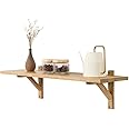 Gieanoo Oak Floating Shelf, Solid Oak wood Wall Shelf Rustic Display Shelf with 2 Triangle Brackets for Bedroom Living Room Kitchen Office Farmhouse
