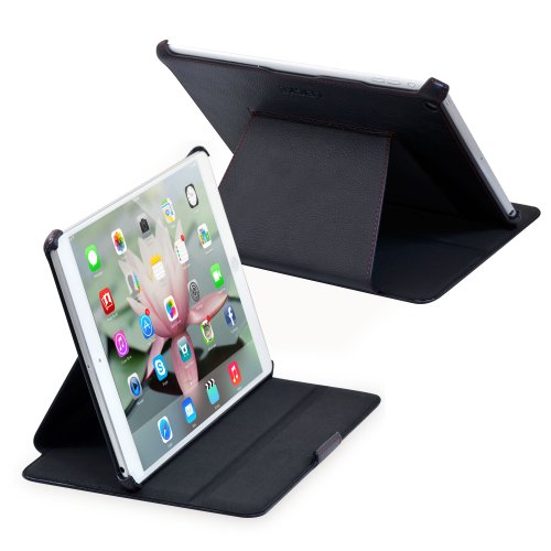 MANNA iPad 2017 iPad Air iPad 5 Schutzhülle Hülle Case Tasche von Manna | Schwarz mit farblich abgesetzten Nähten | Easystand einfach aufstellbar | AutosleepFunktion