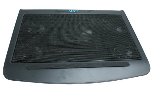 flach T5 Kühler mit 5x Lüfter Laptopküler Cooling pad Notbookkühler Laptopkühler für 14 / 15 / 17 ZOLL BLAUE LED - 5