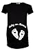 Happy Mama. Woman's Maternity Slogan Little Feet Funny Print Top T-shirt. 199p (Black, UK 14/16)