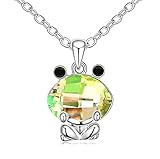 Collar en bañado en plata con colgante rana engastada de cristal