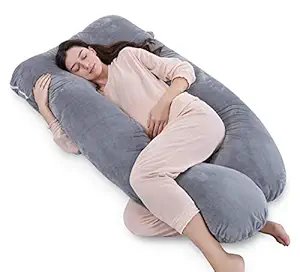 PETITUDE Stylish-Multifunctional U Shape Pillow/Pregnancy Pillow/Full Body Pillow with Jersey Cotton Cover for Pregnant Women