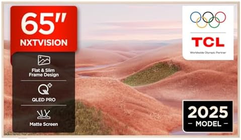 TCL A300W QLED 4K Ultra HD da 65 pollici NXTVISION, 4K HDR PRO, display opaco, Smart TV supportata da Google TV (Dolby Vision IQ e Atmos, Motion Clarity Pro a 144 Hz)
