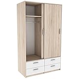 Moderno y práctico armario de puertas correderas. Con 2 puertas, 4 cajones, 2 altillos y 2 barras para colgar tus prendas. Varias opciones de almacenamiento para que puedas tenerlo todo guardado y ordenado.