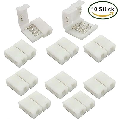 LitaElek 10mm 4 broches RGB 5050 connecteur de bande LED, Gapless Strip à Strip connecteur adaptateur sans soudure PCB LED connecteur pour SMD 5050 RGB bande LED (10 pièces)