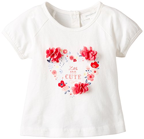 Pumpkin Patch Baby-Girls Heart Flutter flower Top Short Sleeve T-Shirt, Off-White (Vanilla), 3-6 Months