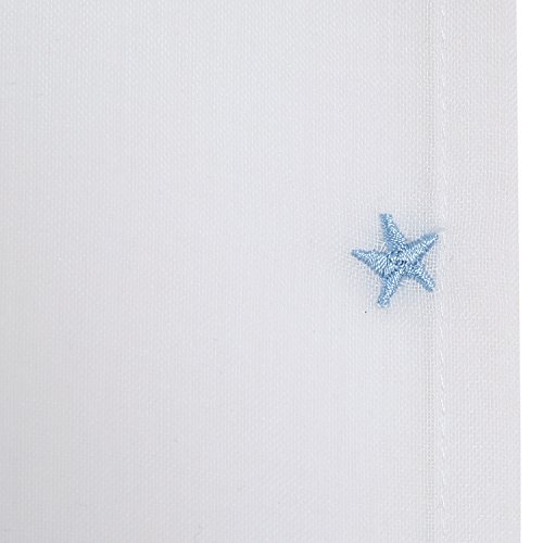 Deconovo Voile Vorhang Ösen Vorhänge Kinderzimmer Dekosachals Bestickte Vorhang Voile 240×140 cm Blau Stern - 6
