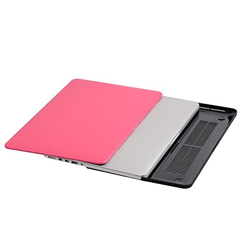 HASESS Seidig Glatt Sanfte Berührung Harte Schale Hülle Abdeckung PU-Leder Coated Snap-on Schale Abdeckung Laptop Folio Haut Hülsen für Apple Macbook Pro 13″ A1425 A1502 mit Retina + Klar TPU EU/UK Tastatur Abdeckung + Klar LCD-Schirm-Schutz – Rosa - 4