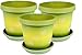 Produktbild Set aus 3 farbigen Pflanztöpfen mit Untersetzer 13 cm – 10,9 cm Olive Grün Griechisch