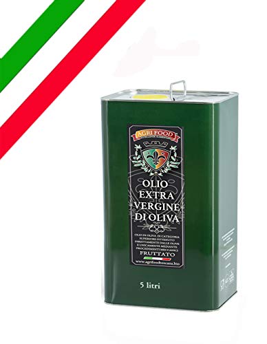 Olio Extra Vergine D'Oliva Agrifood "ORO" grezzo fruttato ITALIANO Prima Spremitura a Freddo, Ultimo RACCOLTO (5 Litri)