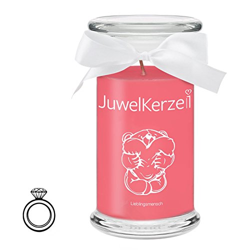 JuwelKerze, Duftkerze "Lieblingsmensch" mit Silber-Schmuck-Überraschung (Ring) im Wert von bis zu 250€ (M)