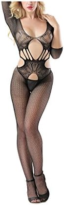 SSScok Women Bodystockings Fishnet Pajama Sexy Open Crotch Stockings Crotchles Fishnet Sheer Body Lingerie