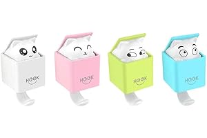 EJOTSTSD LuoCoCo 4 Pack Hooks Self Adhesive, Novelty Plastic Cat Hooks Wall Hanger, Decoration Animal Hooks Heavy Duty 2kg Max for Back of Door, Coat Rack for Bathroom/Bedroom/Kitchen/Kids Room, 4 Colors