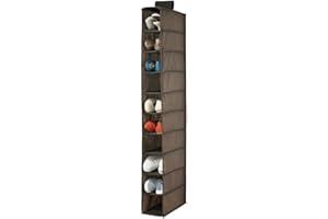 mDesign Portascarpe da appendere – Perfetta scarpiera e organizer armadio con 10 scomparti – Funzionale scaffale per scarpe, vestiti e accessori – marrone scuro