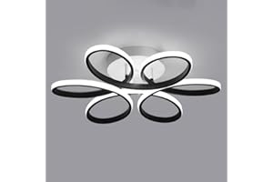 BOMKRA Plafonnier LED en forme de fleur, lustre créatif moderne, encastré pour salon, chambre à coucher, cuisine (noir, 35 cm, lumière blanche)