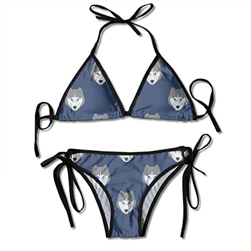 Preisvergleich Produktbild Nifdhkw Womens Triangle Bikini Husky Dog Pattern Chic Bathing Suits