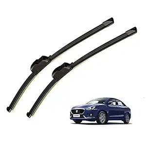 Car Styling- Windshield Flat OE Wiper Blade Replacement U Hook Banana Type Maruti Swift Dzire 2017-2021 Model, Size 21'' and 19'', Highly Durable, Colour: Black (Pack of 2 Pcs)