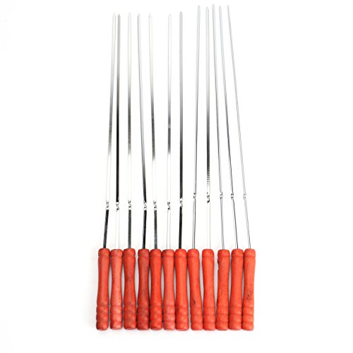 Tosnail 12-er BBQ Grillspieße Doppelspieße, Schaschlikspieße, Garnelenspieße, 43cm