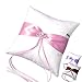 Produktbild 1x Ringkissen Hochzeit EinsSein Amore parentesi rosa-weiß Traukissen Ringe Eheringe Satin Herzen Kissen rosa weiß Schmuck pillow flower girl basket