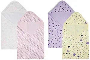 Amazon Brand - Solimo Hooded Baby Towel/ Wrapper, Pack of 4 (508.0mm L X 610.0mm W)