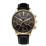 IG Invictus Klassische Herrenuhr Armbanduhr Lederband Quarz Casual Uhren MIGEER Gürteluhr Mi Geer G2064 Uhr Meter ge 'Schwarz
