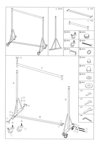 Stabiler Kleiderständer fahrbar für professionellen Einsatz auf Rollen 150cm 160kg rollbar - 5