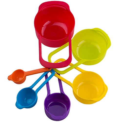 ZeWoo Messlöffel Messbecher Set, Kunststoff Löffel, 6 Stück (Farbe + Größe)