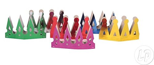 6x Krone Bunt für Kinder aus Pappe Kindergeburtstag