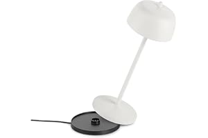 LA VILLE LUMIÈRE Theta Lampada da Tavolo Ricaricabile Wireless [Designed by Zafferano], Duratura, LED Touch Dimmerabile Luce 2700-4000K, Base di Ricarica a Contatto, Alluminio, LVL (Bianco)
